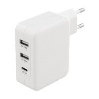 Grosbill Chargeur mural 3 ports - 2xUSB-A - USB-C - Blanc (CH-016WH) - Achat / Vente Chargeur sur grosbill.com - 1