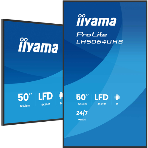 Iiyama LH5564UHS-B1AG - 55" 4K VA 6.5ms Android 14 OS iiShare Wifi (LH5564UHS-B1AG) - Achat / Vente Affichage dynamique sur grosbill.com - 4