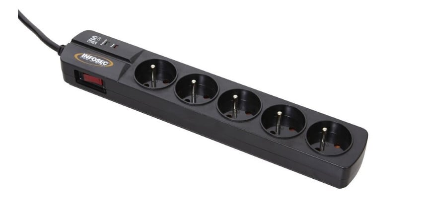 Infosec S5 Black Line II - 5 prises (61295) - Achat / Vente Parasurtenseurs - Multiprises sur grosbill.com - 0