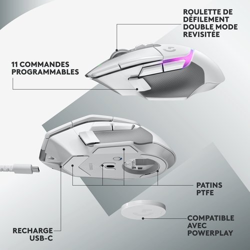 Logitech G502 X PLUS WHITE - Souris PC Logitech - grosbill.com - 14