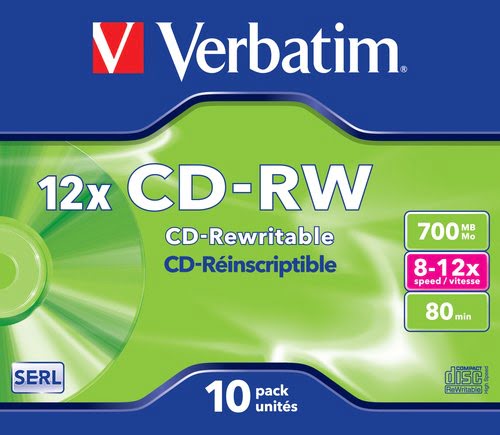 Grosbill Consommable stockage Verbatim CD-RW/700MB 80Min 12x HiSpeed JC 10pk