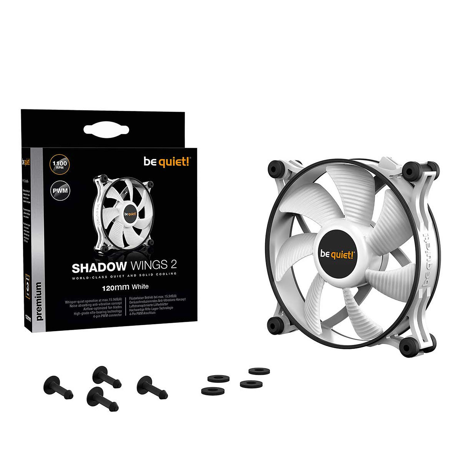 Be Quiet! Shadow Wings 2 120mm PWM White - Ventilateur boîtier - 1