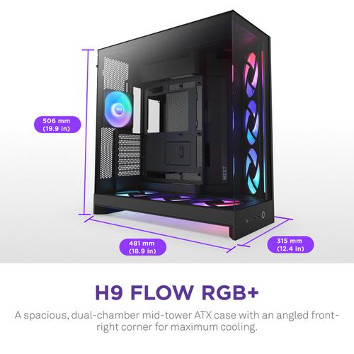 NZXT H9 Flow RGB+ Noir Noir - Boîtier PC NZXT - grosbill.com - 1