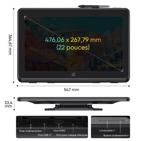 XPPEN Artist 22 Plus/5080LPI/22"/Noir - Tablette graphique XPPEN - 1