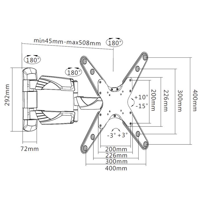 Support mural articulé - écran TV LCD LED 23"-55"   - Accessoire écran - 1