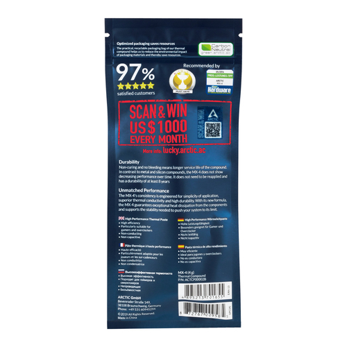 MX-4 2019 Edition Pâte Thermique - 4g - Arctic Cooling ACTCP00002B - 2