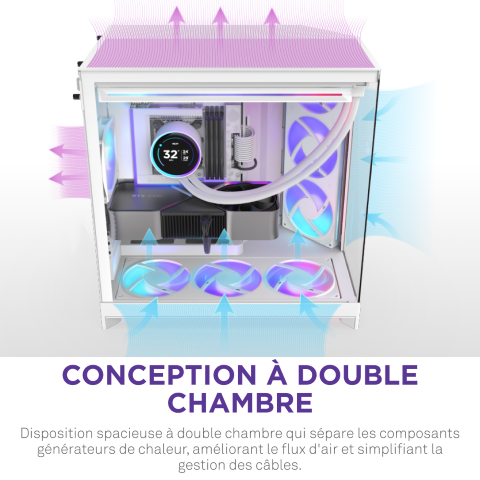 NZXT H9 Flow RGB+ Blanc Blanc - Boîtier PC NZXT - grosbill.com - 8