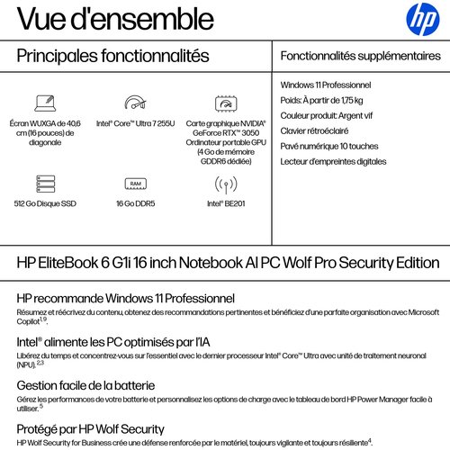 ELITEBOOK 6 G1 ULTRA U7-255U - Achat / Vente sur grosbill.com - 3