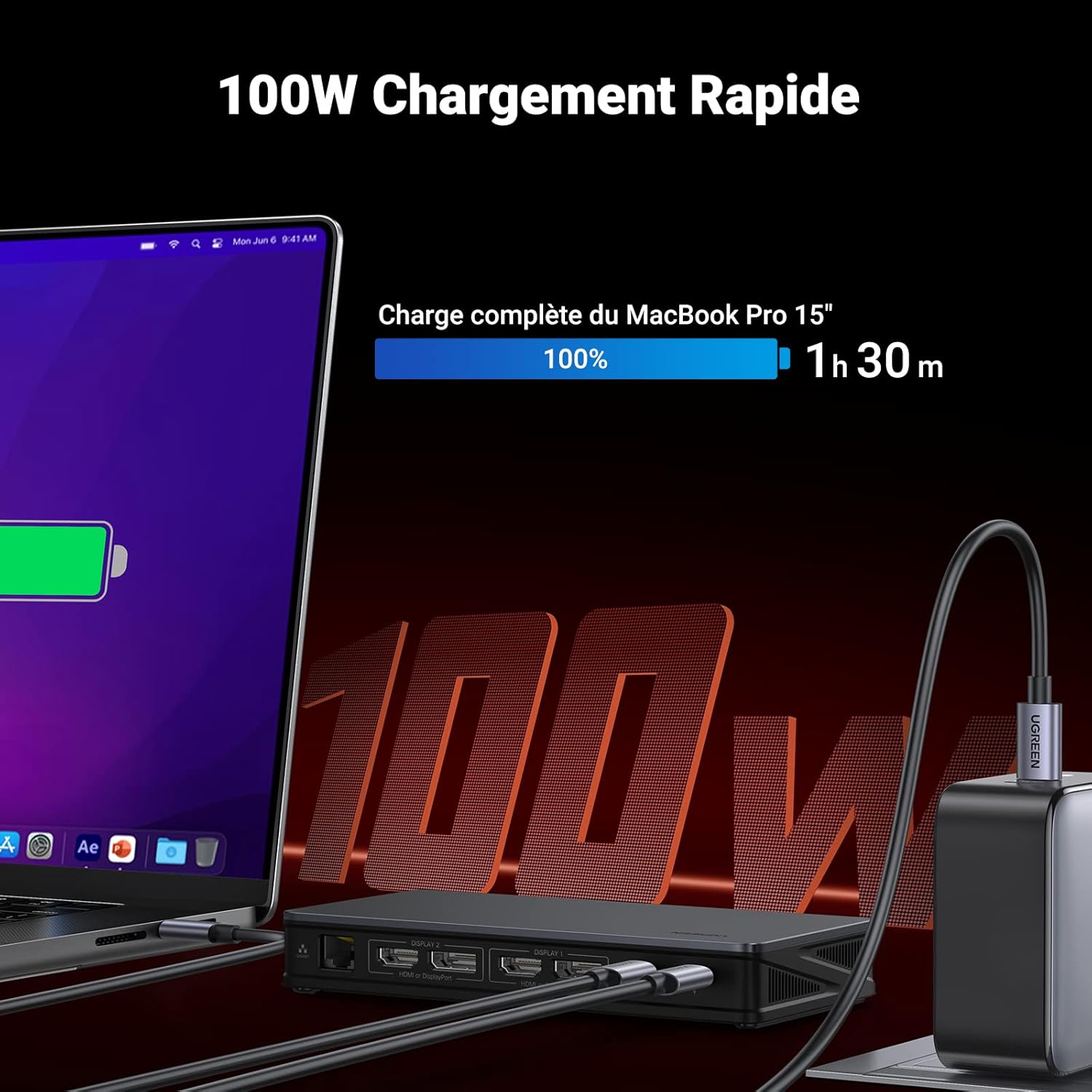 CM615 USB-C - 2xHDMI 4K+2xDP+RJ45+USB3.2+PD 100W - UGREEN - 6