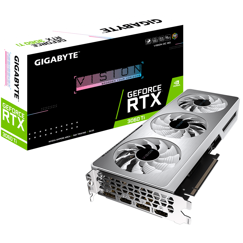 Gigabyte RTX 3060Ti VISION OC 8G V2 LHR - Carte graphique - 0