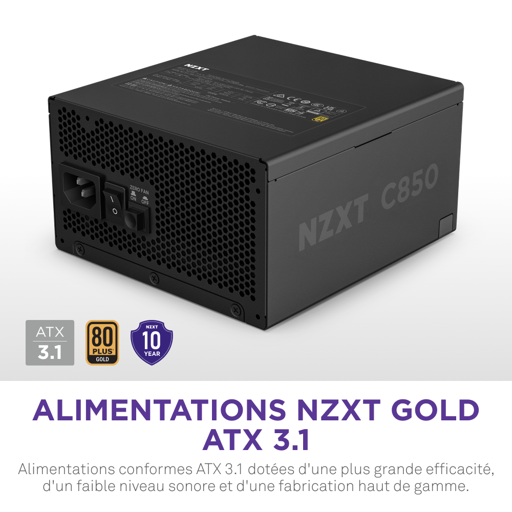 NZXT 80+ Gold (850W) - Alimentation NZXT - grosbill.com - 6