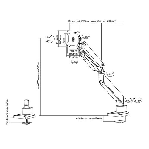 Desk mount 10-49" desk clamp Silver Plus - Achat / Vente sur grosbill.com - 5