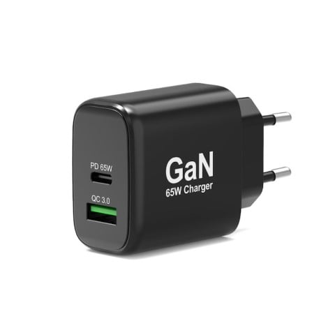 Chargeur Port Chargeur mural GaN 65W - USB-C/USB-A - Noir Grosbill