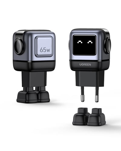 UGREEN Chargeur secteur robot 3 ports - 65W - Gris/Noir (25685B) - Achat / Vente Chargeur sur grosbill.com - 3