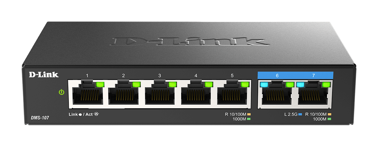 image produit D-Link 5 Ports Gigabit + 2 Ports 2.5G - DMS-107/E Grosbill