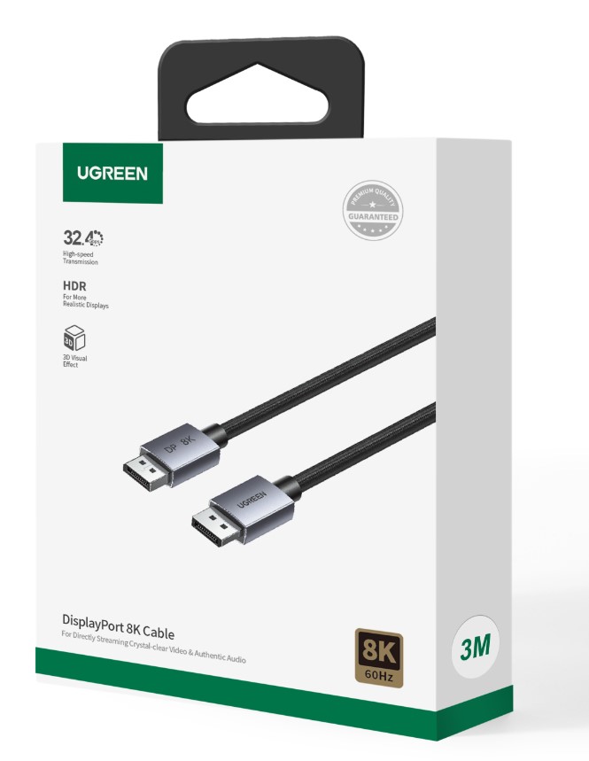 Câble DisplayPort 1.4 Tressé mâle/mâle - 2m - 1