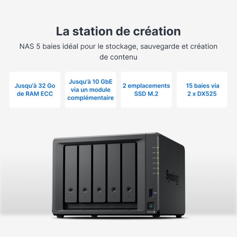 Synology DS1525+ - 5 baies - Serveur NAS Synology - grosbill.com - 5