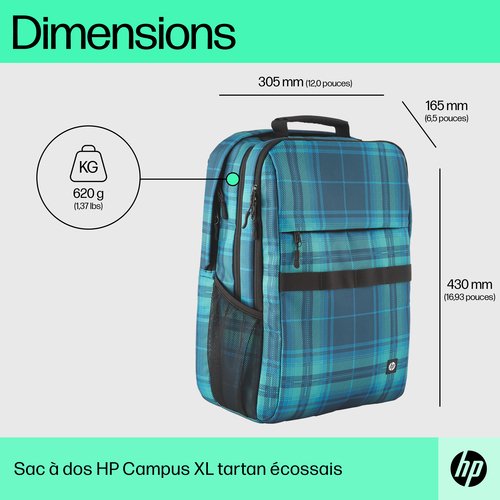 HP Campus XL Tartan plaid Backpack - Achat / Vente sur grosbill.com - 4