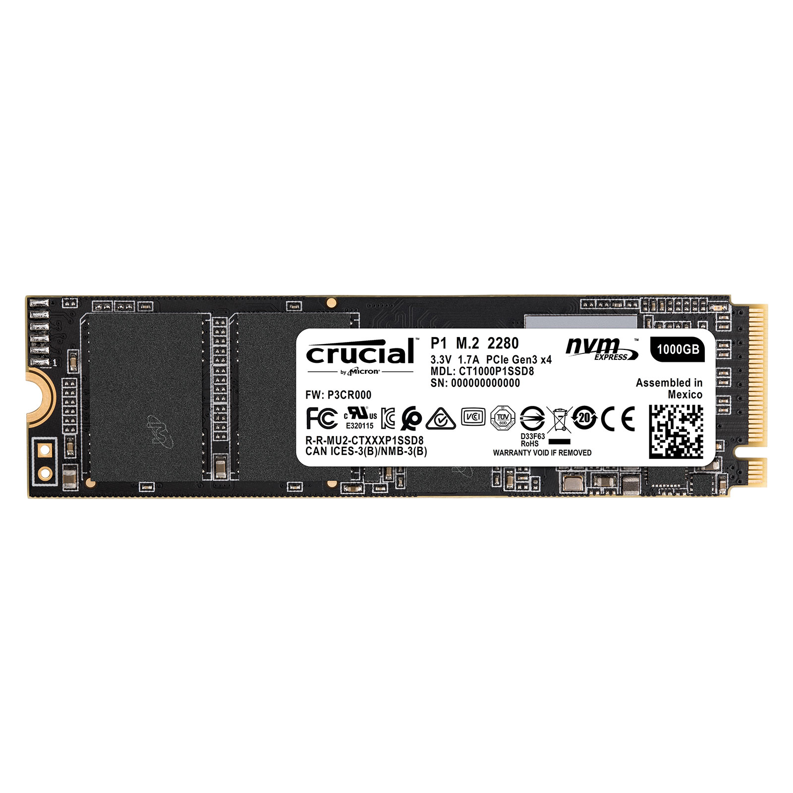 Crucial P1  M.2 - Disque SSD Crucial - grosbill.com - 2