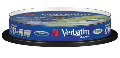 Verbatim CD-RW 8-12X 10PK SPINDLE 700MB DATALIFE PLUS