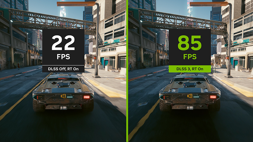 Comparatif Cyberpunk 2077 DLSS 3 on/off