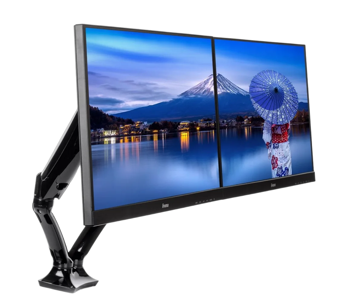 Iiyama 27" FHD 240Hz Fast-IPS G-Sync + 27" FHD 120Hz + Bras double — vue 4