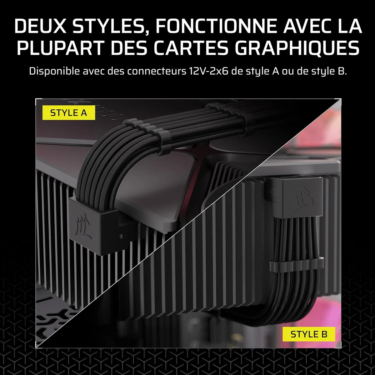 Corsair Câble 90° 12 V-2 x 6 style A, vue 2