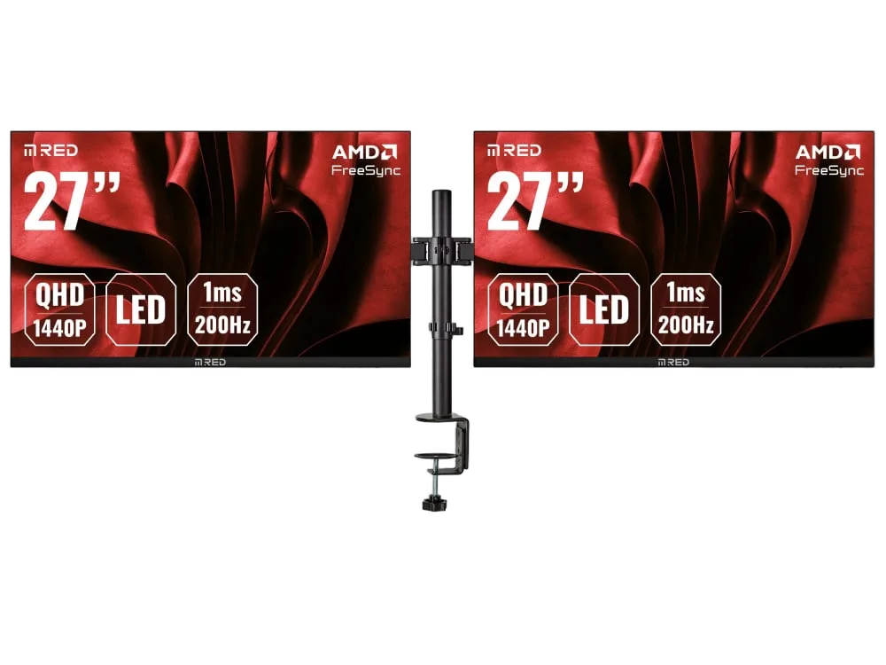 M.RED 2 x OptiSync 27" QHD 200Hz IPS 1ms G-Sync + support double — vue 1
