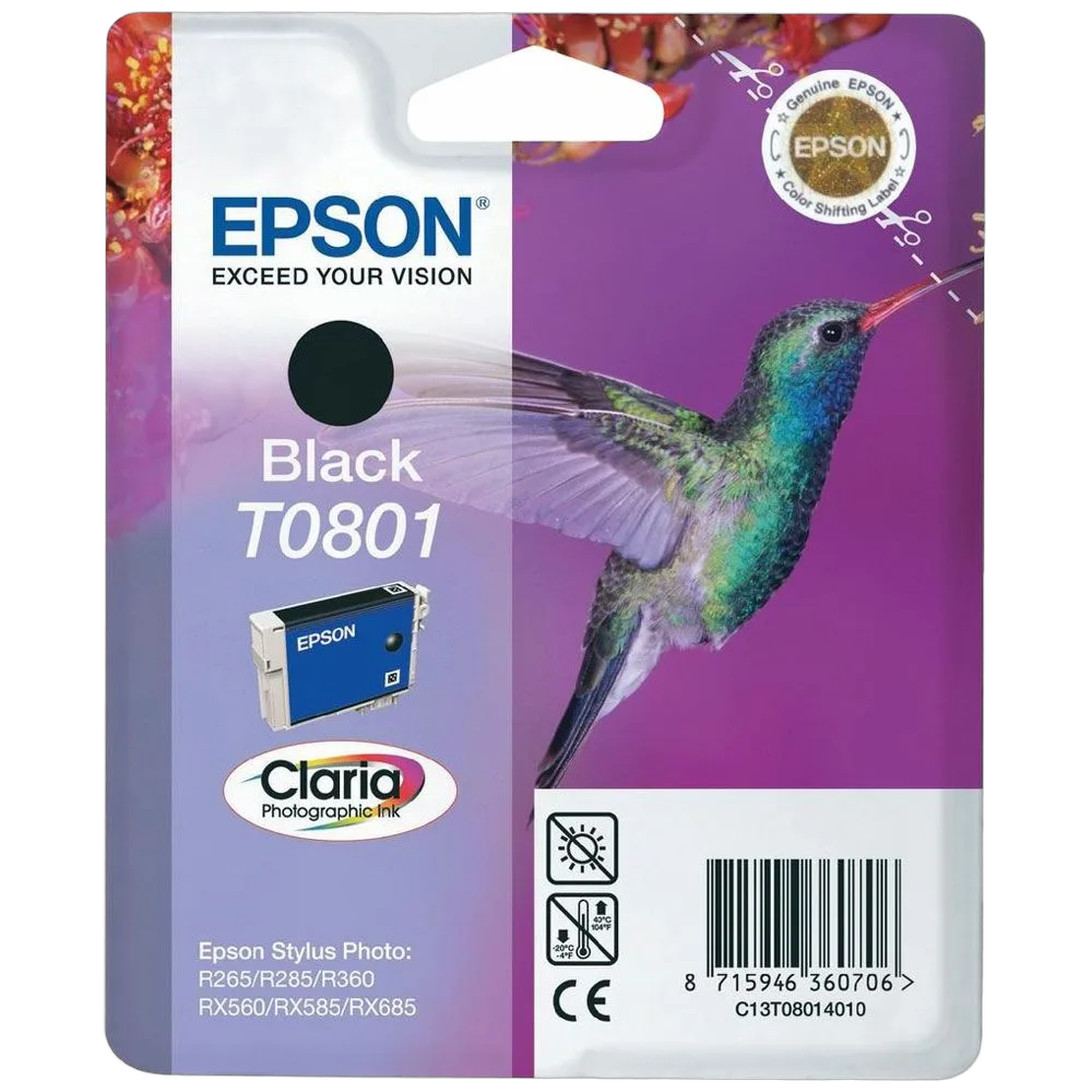 Epson Cartouche Claria T0801 Noire-Seconde Vie — vue 1
