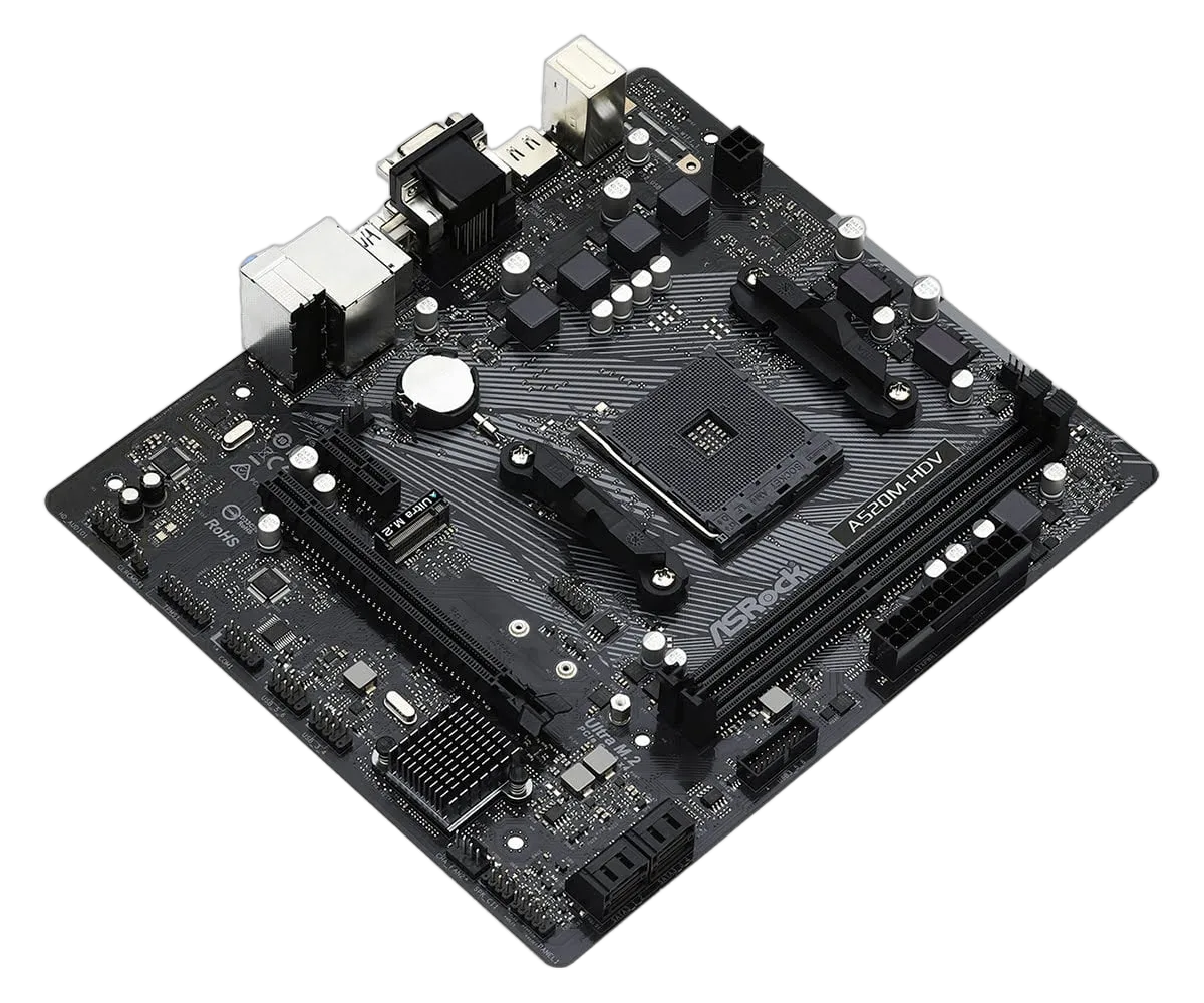 ASRock A520M-HDV - A520/AM4/mATX, vue 3