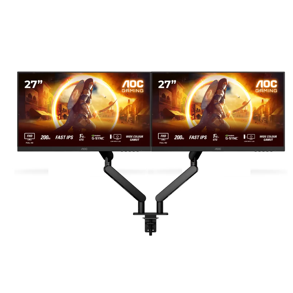 AOC 2 x 27G4HRE 27" FHD 200Hz Fast-IPS 1ms G-Sync + Double bras articulés — vue 1