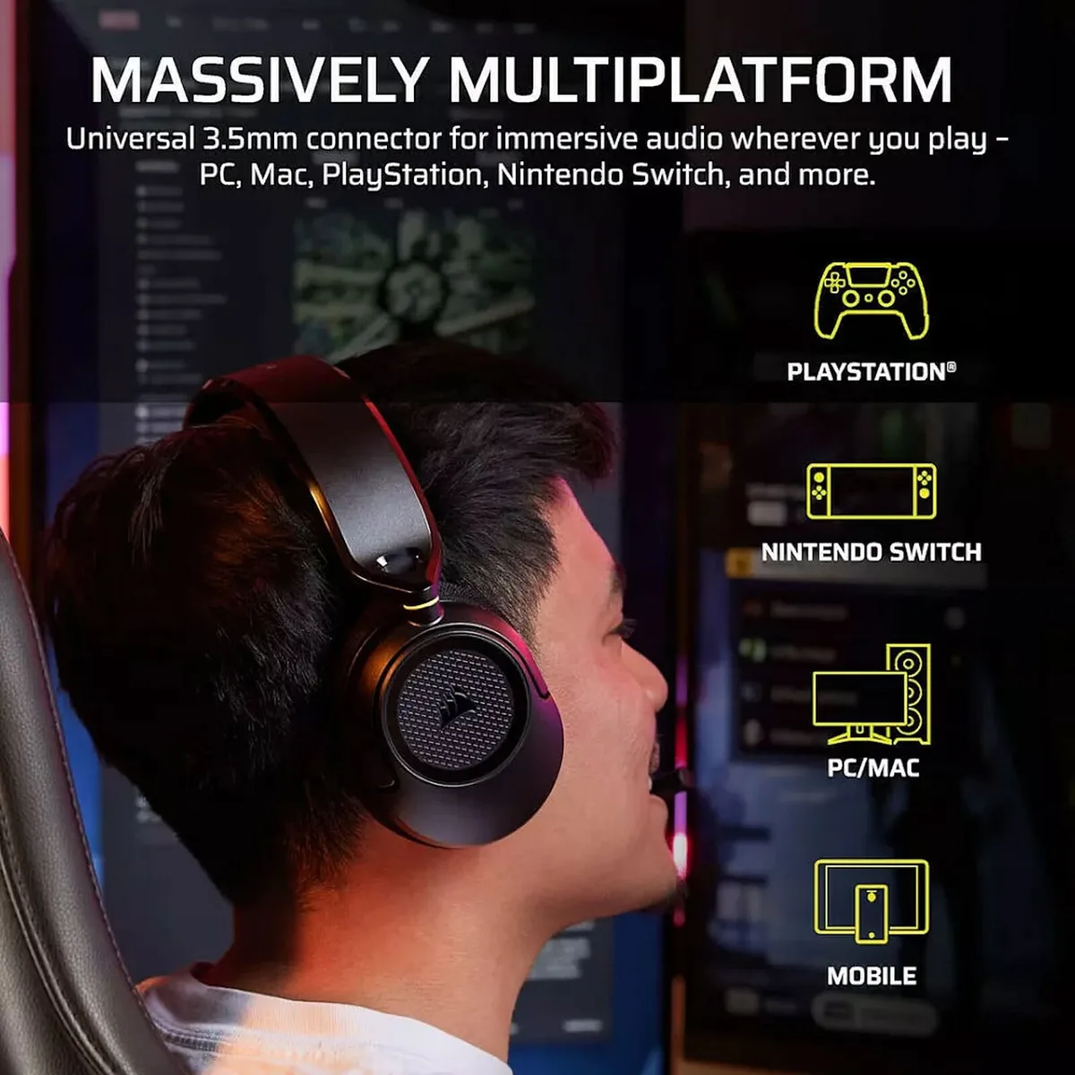 Corsair Casque Gaming HS35 V3, vue 3