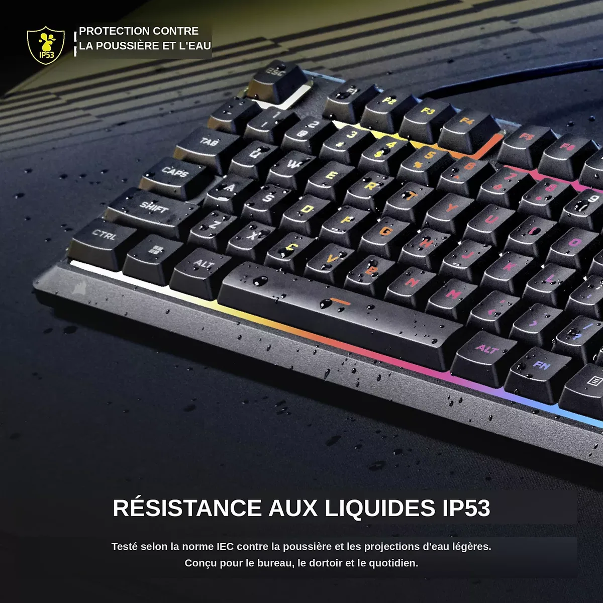 Corsair Skiff 100 Plus - Membrane - Filaire - RGB - Noir — vue 7