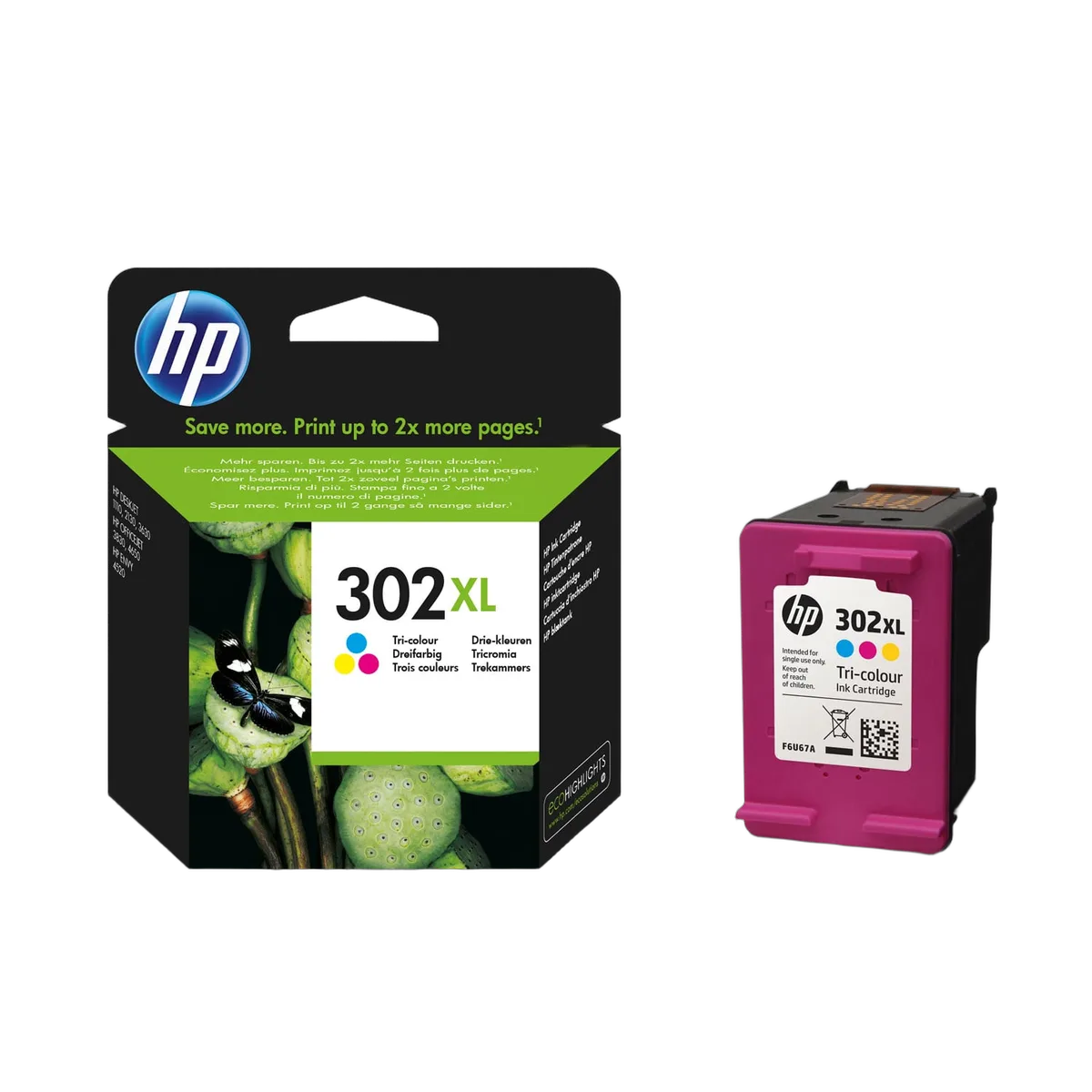 HP Cartouche d'encre Couleurs 302XL - F6U67AE — vue 1
