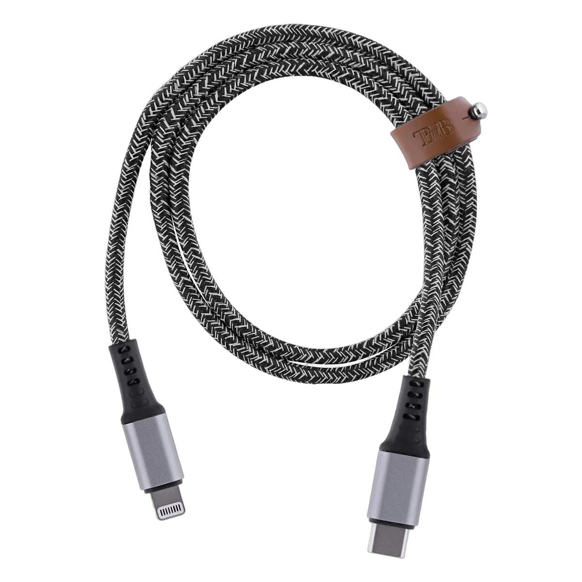 T'nB Câble USB-C/Lightning - 1,5m - nylon RPET - Noir — vue 1
