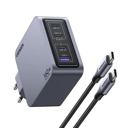 UGREEN Chargeur secteur 160W 4 ports + Câble USB-C - 1,5m