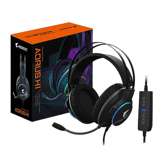 Gigabyte Casque Gamer AORUS H1 7.1 Surround RGB Filaire — vue 1