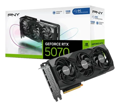 PNY RTX 5070 12GB Overclocked Triple Fan, vue 1
