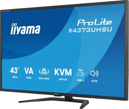 Iiyama X4373UHSU-B2 - 43" 4K/60Hz ou FHD 120Hz VA 3ms USB-C KVM