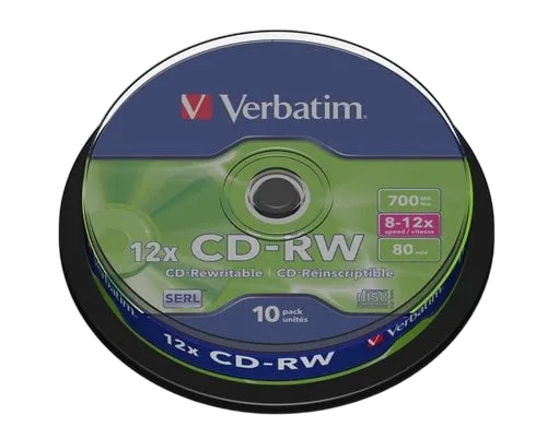 Verbatim CD-RW 8-12X 10PK SPINDLE 700MB DATALIFE PLUS