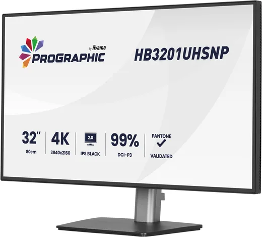 Iiyama ProGraphic - 32" 4K IPS Black 99% DCI P3 USB-C Dock Certifié Pantone