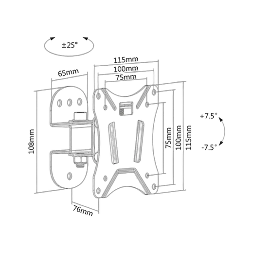 Kimex International Support mural articulé pour écran 13"-27"
