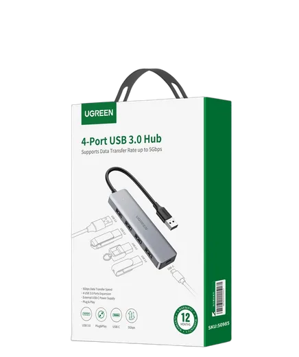 UGREEN 5 ports USB-A vers 4xUSB-A+Micro USB - 0.15m - Gris