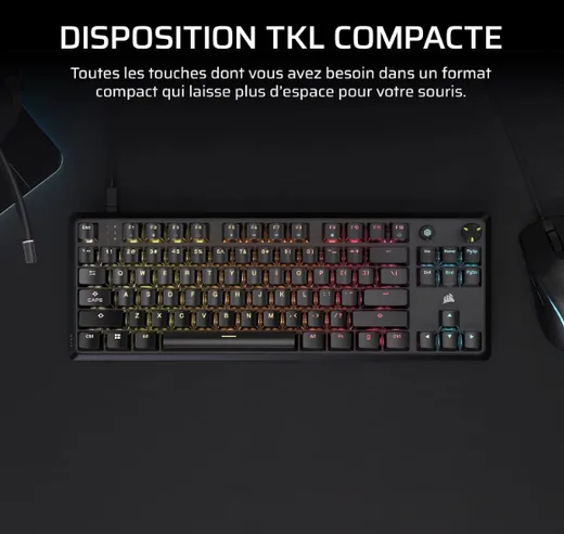 Corsair K70 Core TKL - Mécanique - Filaire - RGB - Noir