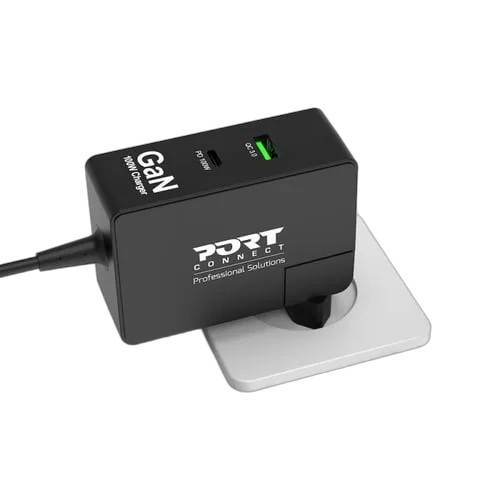 Port Chargeur international GaN USB-C 100W - 2 ports - Noir