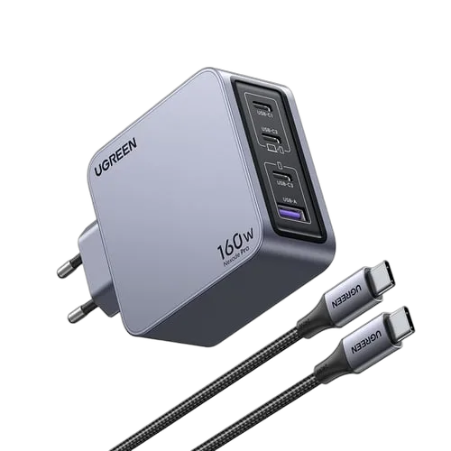 UGREEN Chargeur secteur 160W 4 ports + Câble USB-C - 1,5m