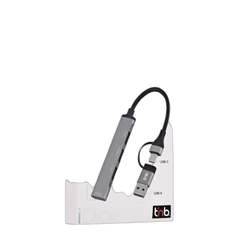 T'nB iClick Hub USB-A/USB-C - 4 ports - Gris