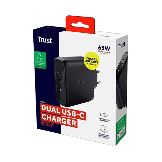 Trust Chargeur universel MAXO 65W - 2 ports USB-C