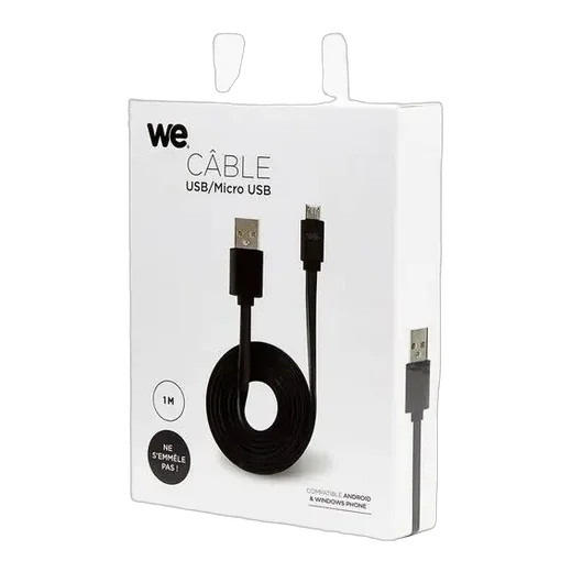 WE Câble USB/Micro USB réversible - 1m - Noir, vue 2