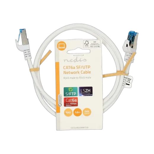 Nedis Câble RJ45 Cat6a S/FTP - 1m - Blanc — vue 1